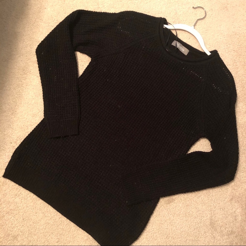 Dottie Couture 2Sable Black Waffle Weave Sweater